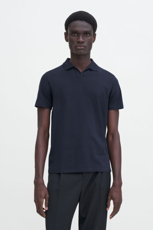 Stretch Cotton Polo T-Shirt - Marineblå