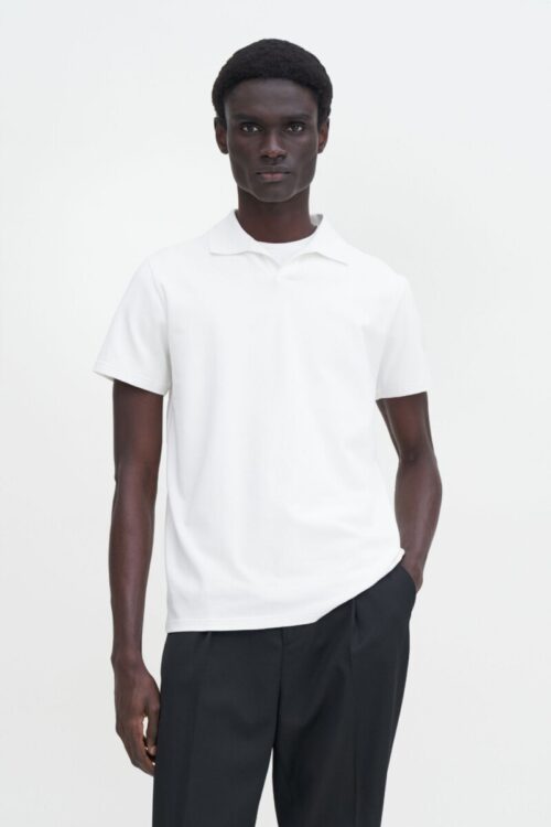 Stretch Cotton Polo T-Shirt - Hvit