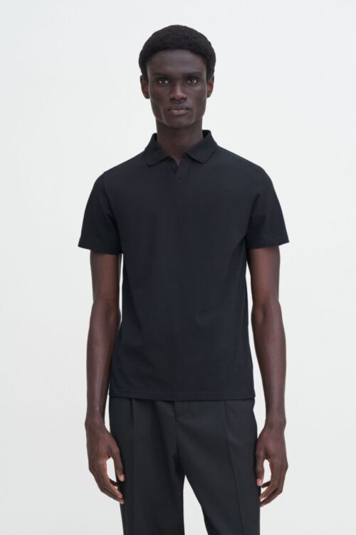 Stretch Cotton Polo T-Shirt - Svart