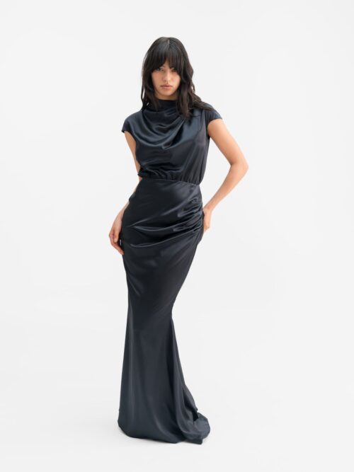 Myra satin dress Blå/grå