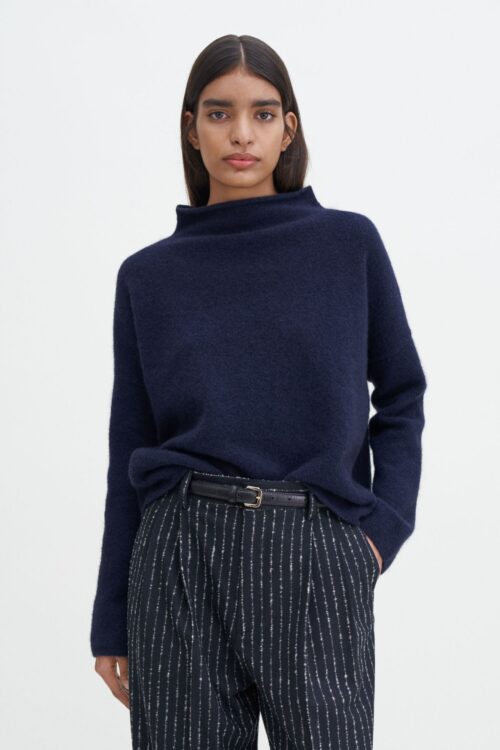 Mika Yak Funnelneck Sweater - Marineblå