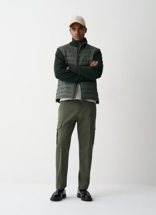 Jacket with knit sleeves - Grønn
