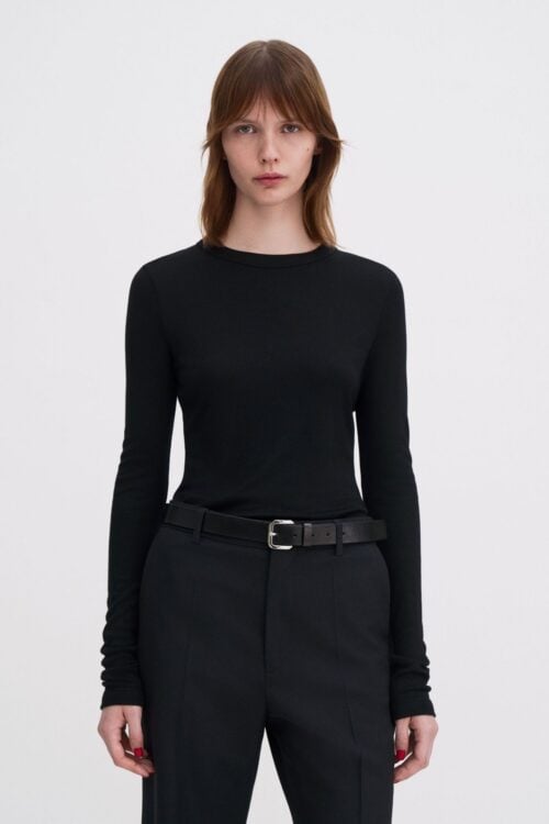 Soft Ribbed Jersey Top - Sort
