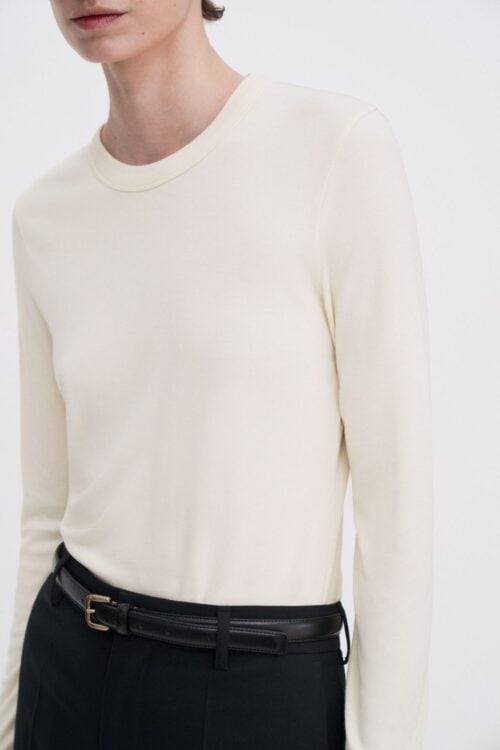 Soft Ribbed Jersey Top - Off-white