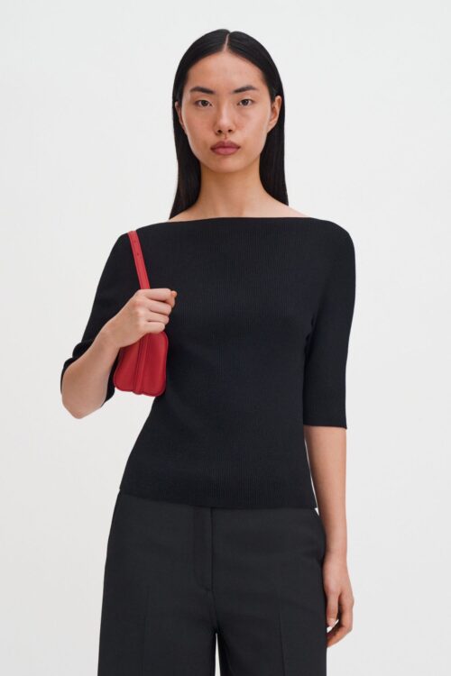 Boatneck Rib Top - Sort