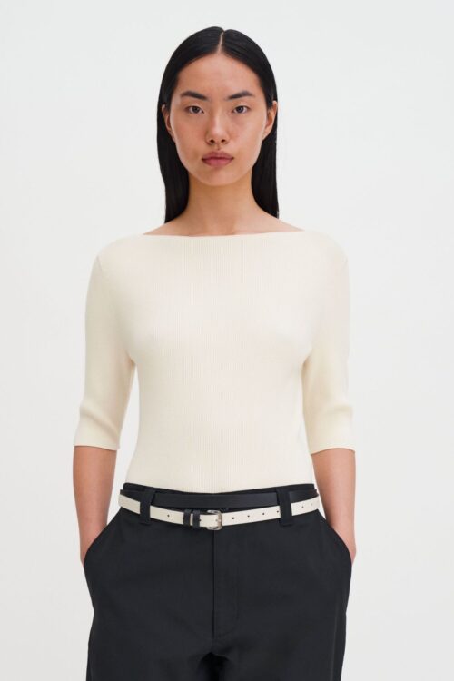 Boatneck Rib Top - Off-white
