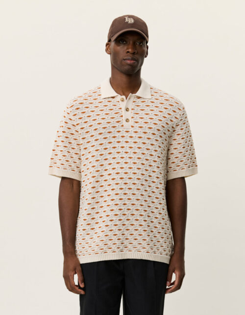 Esmay Shell Knitted Polo - Hvit/oransje