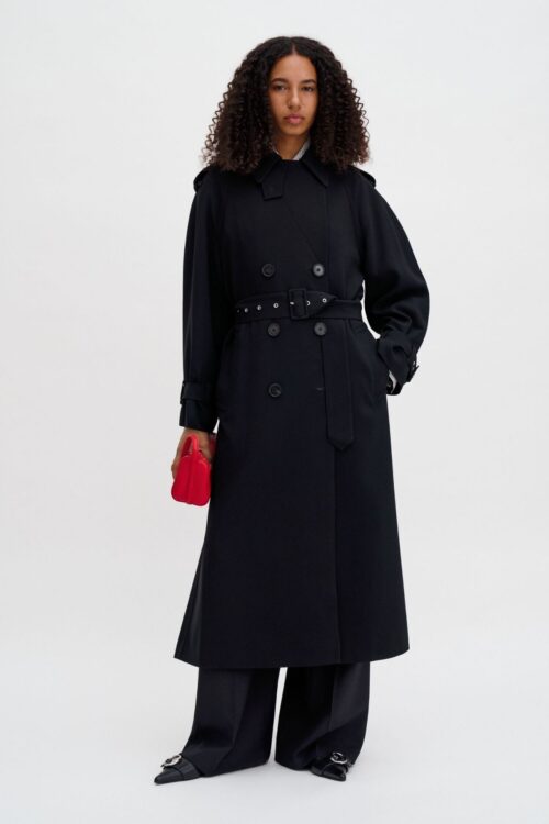 Draped Trench Coat - Sort
